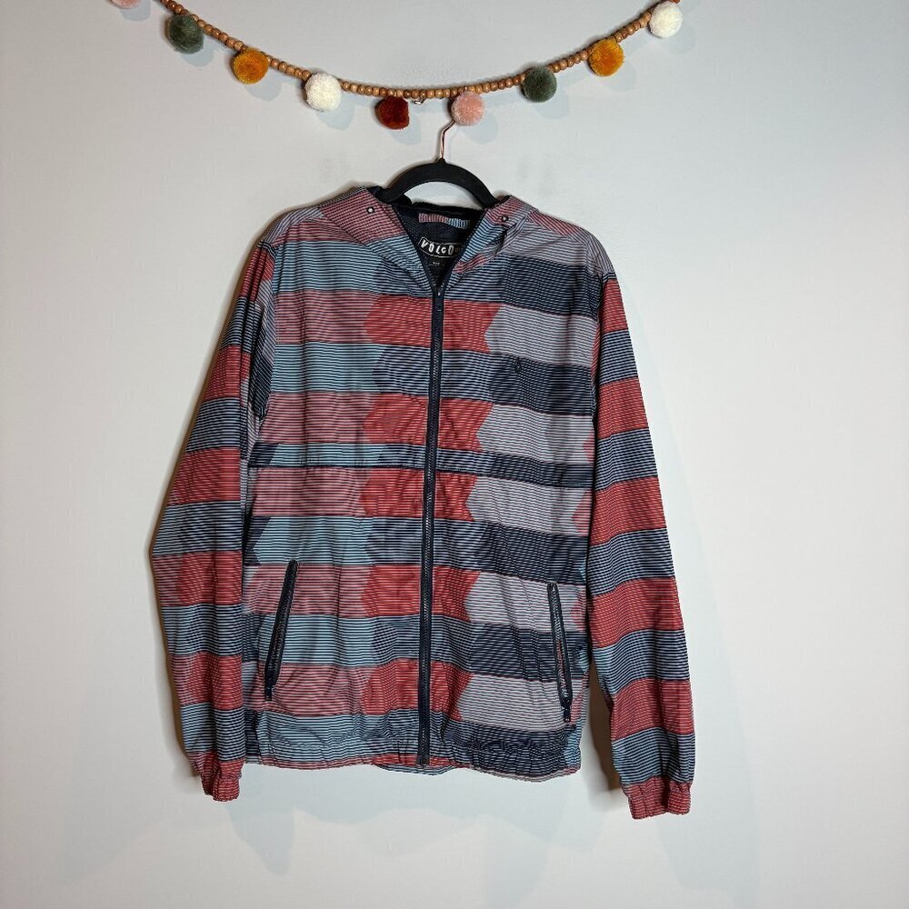 Volcom striped patterned zip up windbreaker jacket